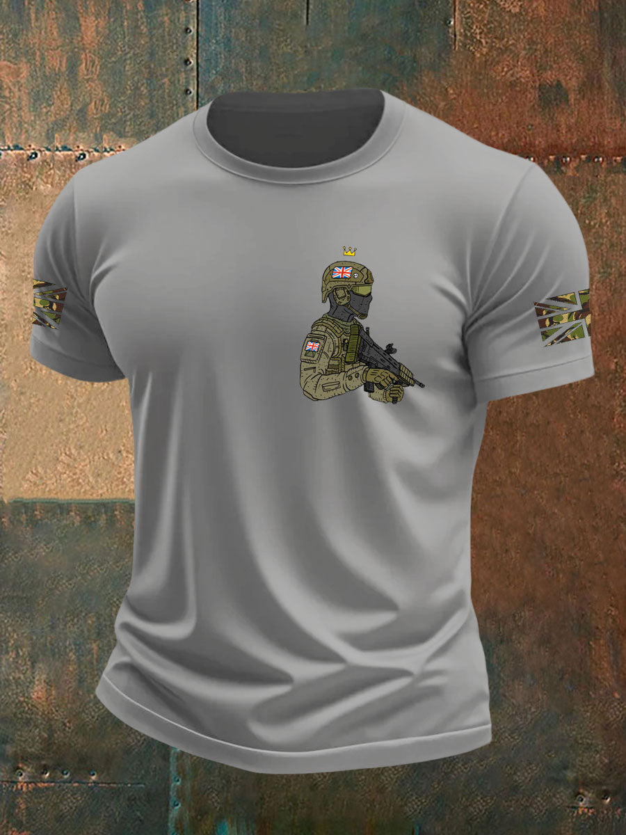 Men's British Veteran imitation cotton short-sleeved T-shirt