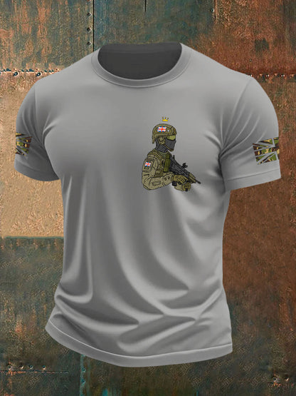 Men's British Veteran imitation cotton short-sleeved T-shirt