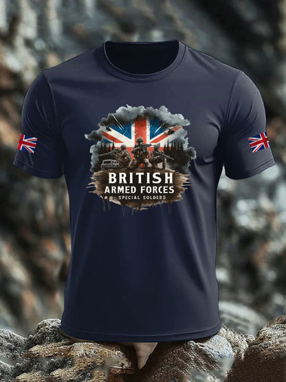 Men's British Veteran imitation cotton short-sleeved T-shirt