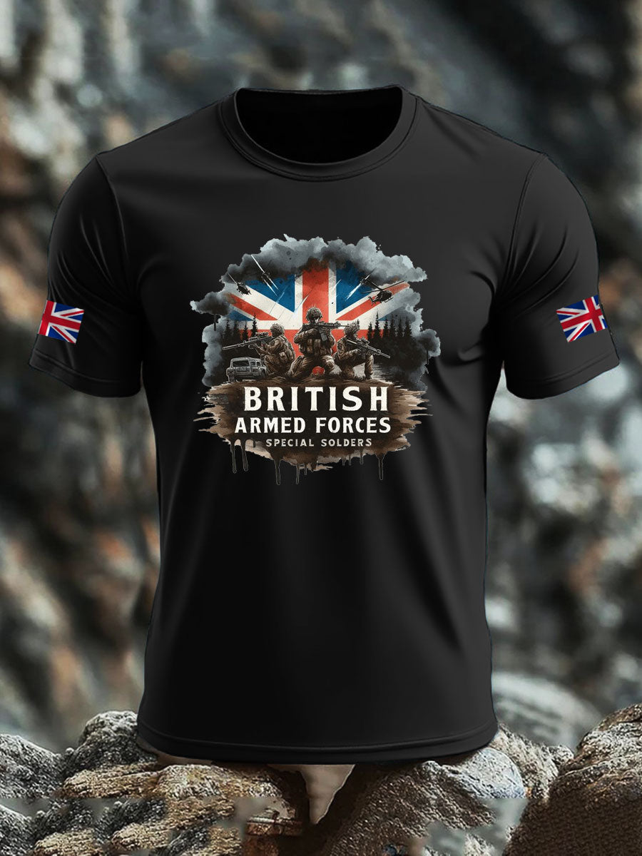 Men's British Veteran imitation cotton short-sleeved T-shirt
