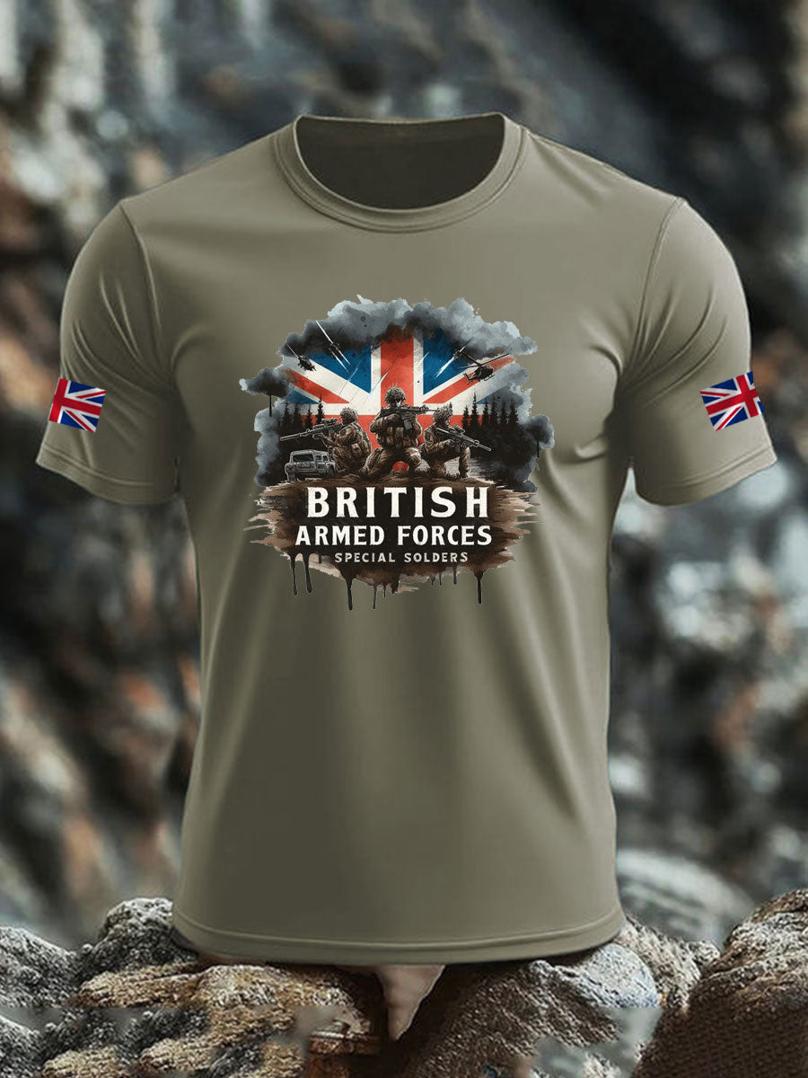 Men's British Veteran imitation cotton short-sleeved T-shirt