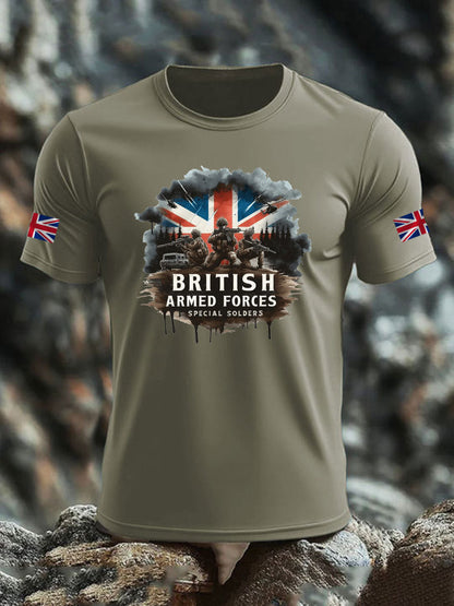 Men's British Veteran imitation cotton short-sleeved T-shirt