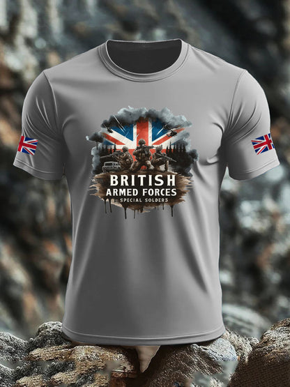 Men's British Veteran imitation cotton short-sleeved T-shirt