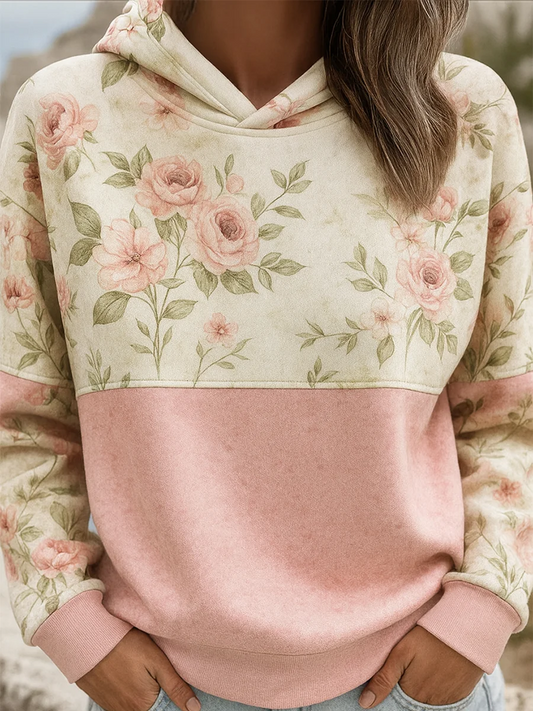 Women's Pink Floral Print Sweatshirt
