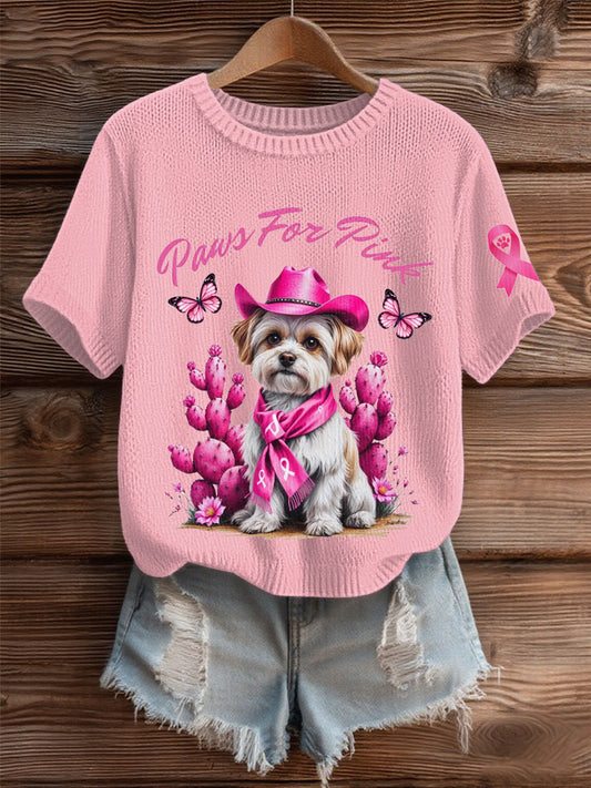 Women's Breast Cancer Pink Cozy Knit Sweater