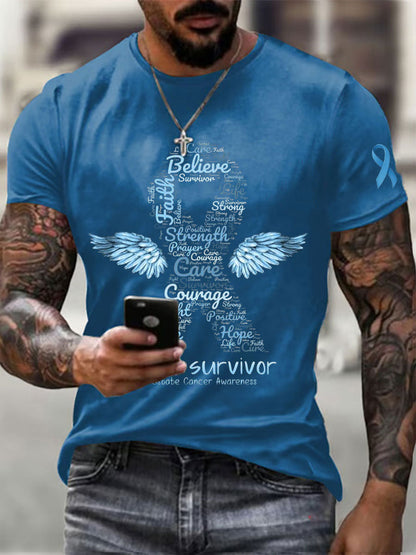 Men's Prostate Cancer Awareness Print Casual T-Shirt