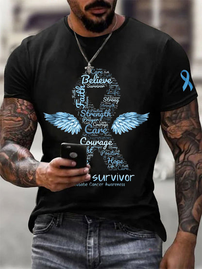 Men's Prostate Cancer Awareness Print Casual T-Shirt