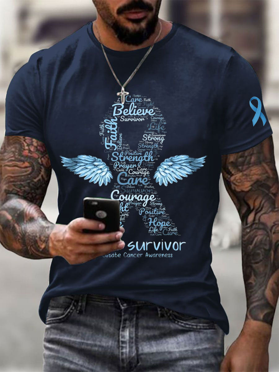 Men's Prostate Cancer Awareness Print Casual T-Shirt