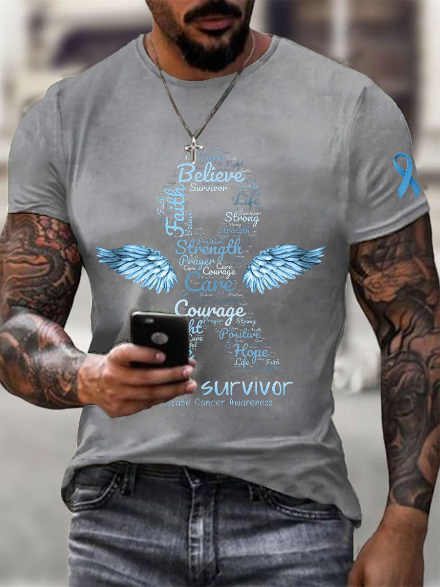 Men's Prostate Cancer Awareness Print Casual T-Shirt