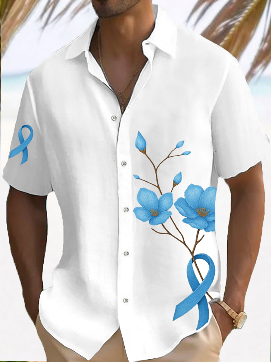 Men's Prostate Cancer Awareness Print Casual Shirt