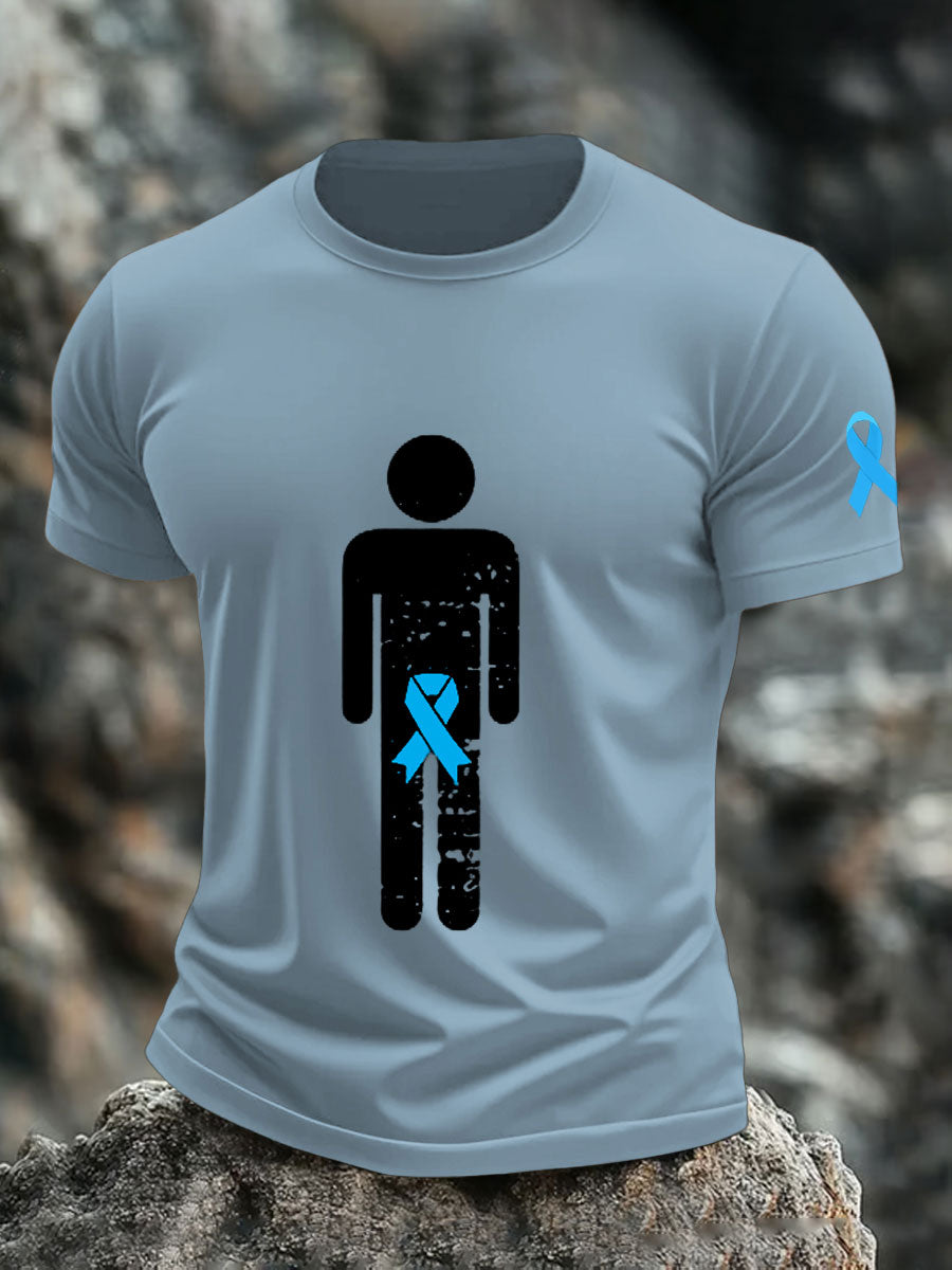 Men's Prostate Cancer Blue Ribbon Body Graphic T-Shirts
