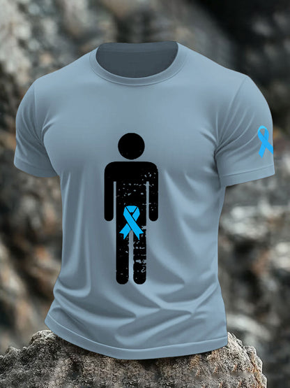 Men's Prostate Cancer Blue Ribbon Body Graphic T-Shirts
