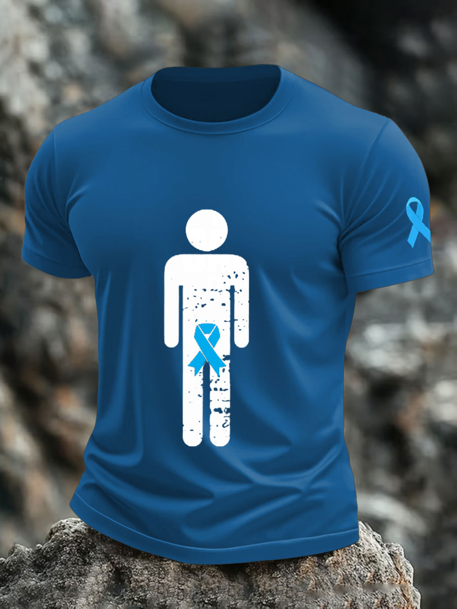 Men's Prostate Cancer Blue Ribbon Body Graphic T-Shirts