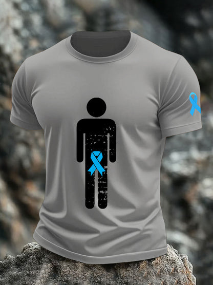 Men's Prostate Cancer Blue Ribbon Body Graphic T-Shirts