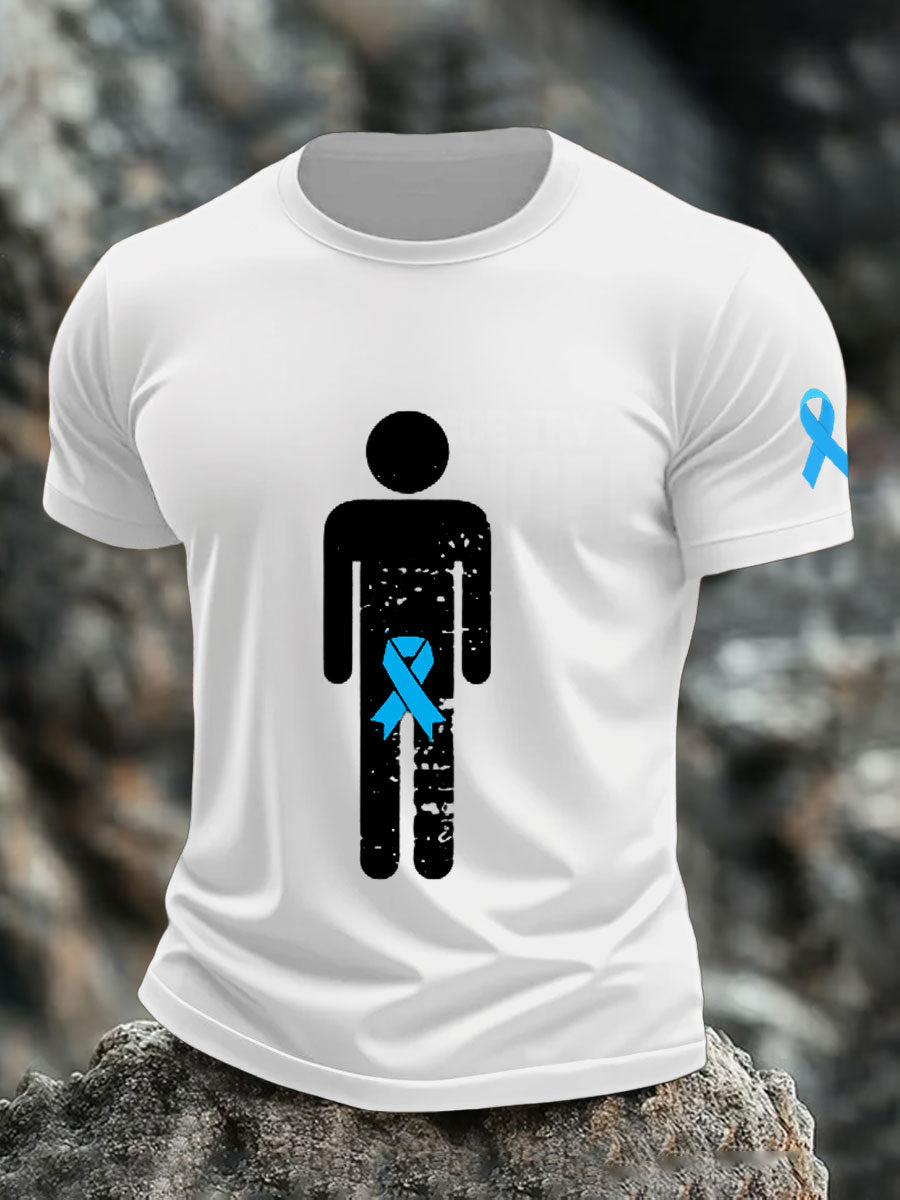 Men's Prostate Cancer Blue Ribbon Body Graphic T-Shirts