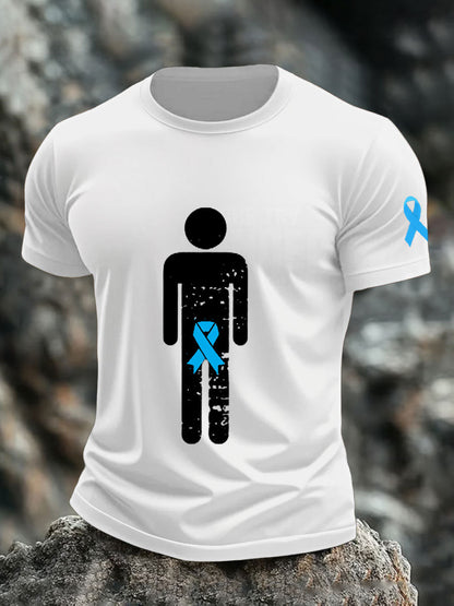 Men's Prostate Cancer Blue Ribbon Body Graphic T-Shirts