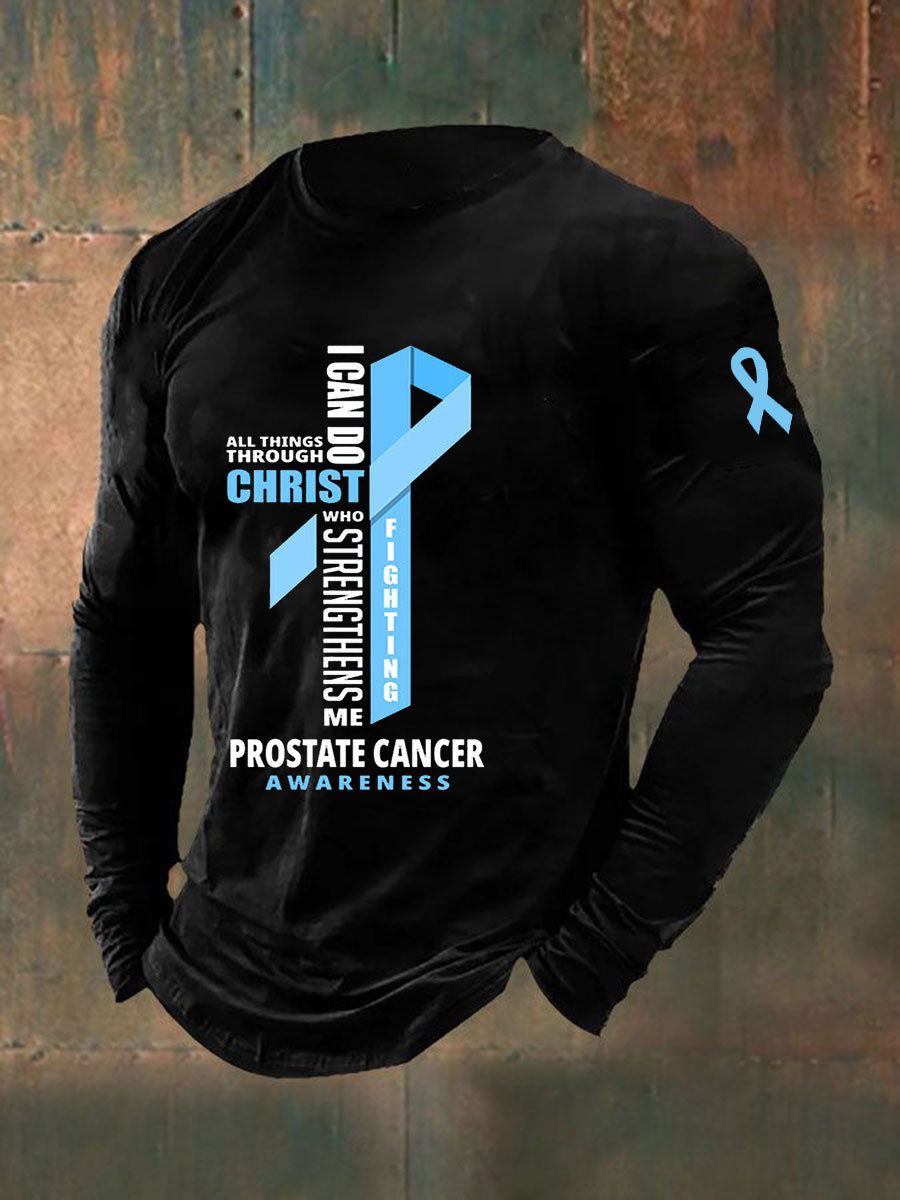Men's Prostate Cancer Awareness Print Casual T-Shirt