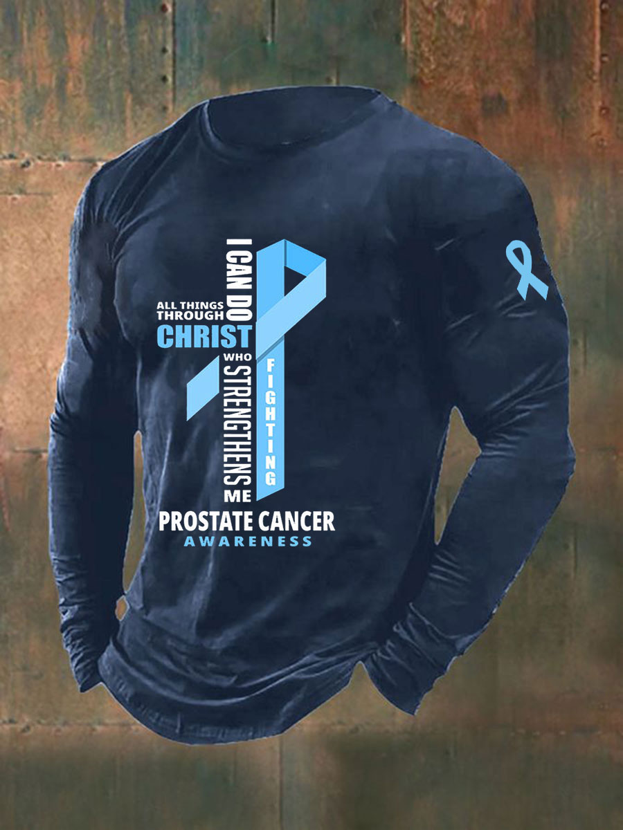 Men's Prostate Cancer Awareness Print Casual T-Shirt