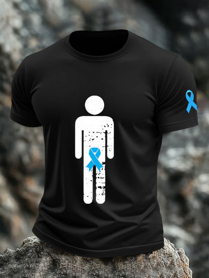 Men's Prostate Cancer Blue Ribbon Body Graphic T-Shirts