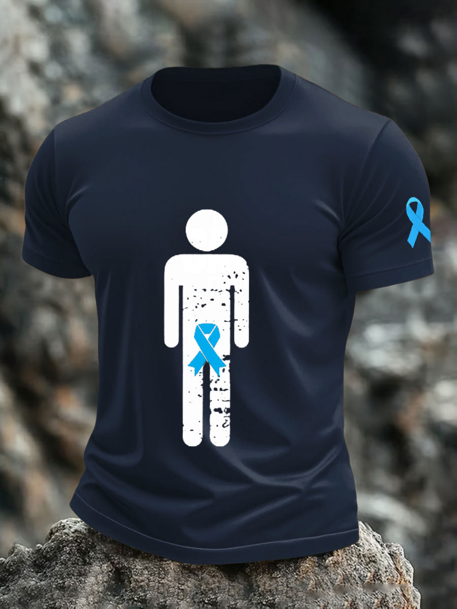 Men's Prostate Cancer Blue Ribbon Body Graphic T-Shirts