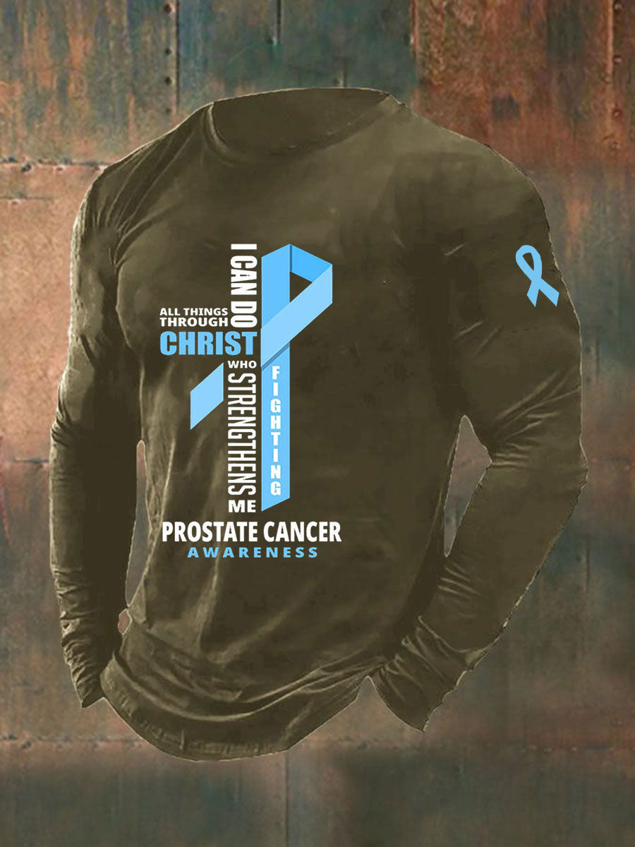 Men's Prostate Cancer Awareness Print Casual T-Shirt