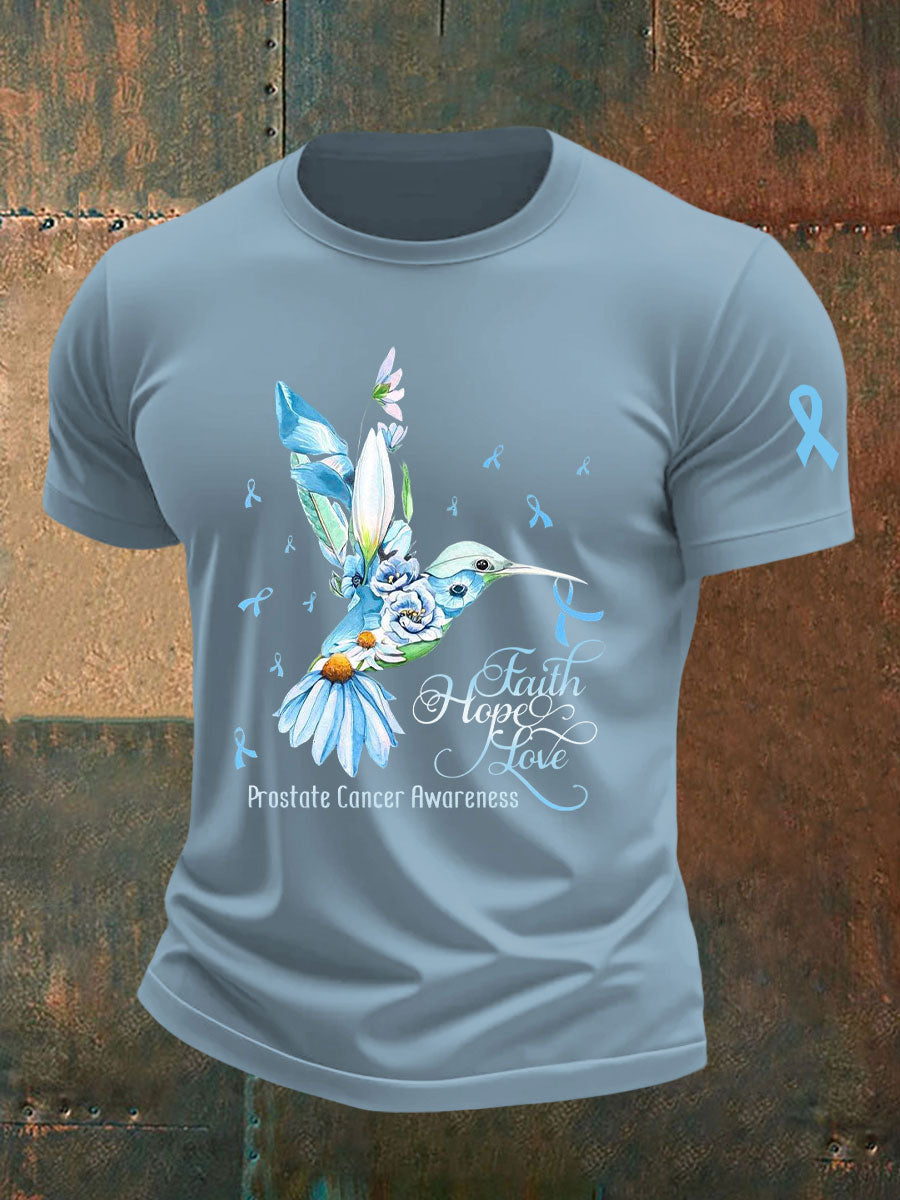 Men's Prostate Cancer Awareness Print Casual T-Shirt