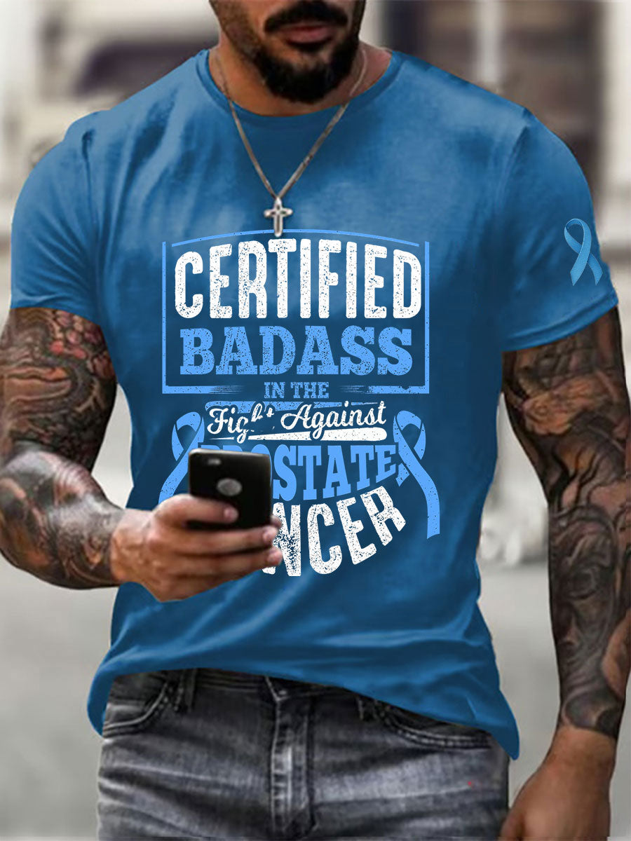 Men's Prostate Cancer Awareness Print Casual T-Shirt