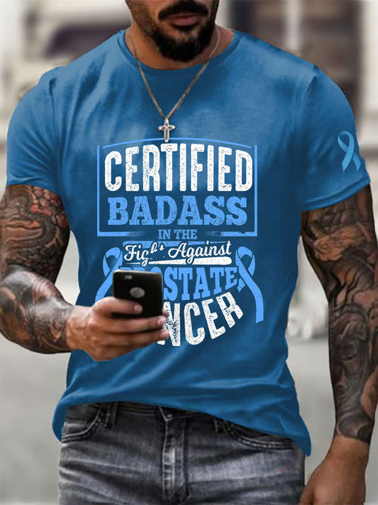 Men's Prostate Cancer Awareness Print Casual T-Shirt