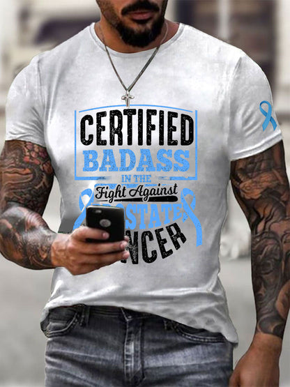 Men's Prostate Cancer Awareness Print Casual T-Shirt