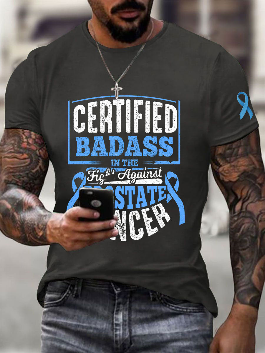Men's Prostate Cancer Awareness Print Casual T-Shirt