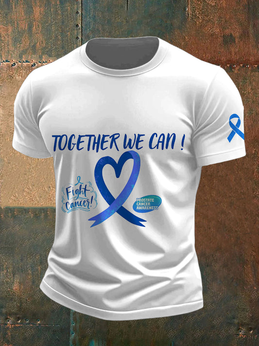 Men's Prostate Cancer Printed Vintage Fashion Loose Short Sleeve T-Shirt