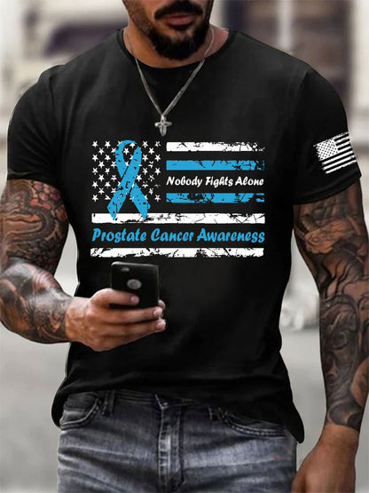 Men's Prostate Cancer Awareness Print Casual T-Shirt