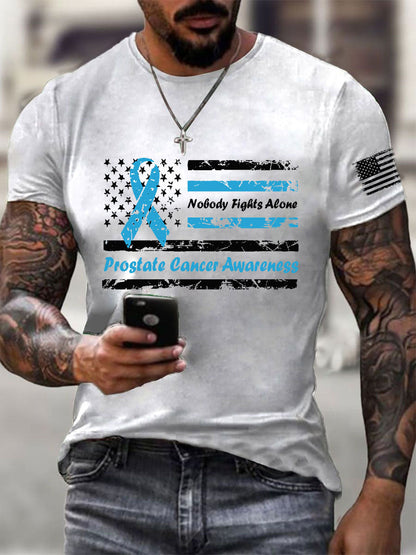 Men's Prostate Cancer Awareness Print Casual T-Shirt