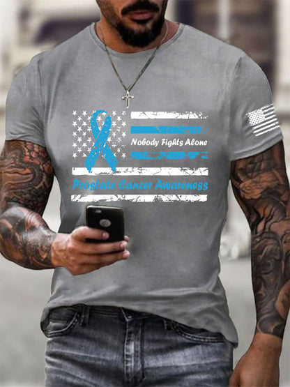 Men's Prostate Cancer Awareness Print Casual T-Shirt