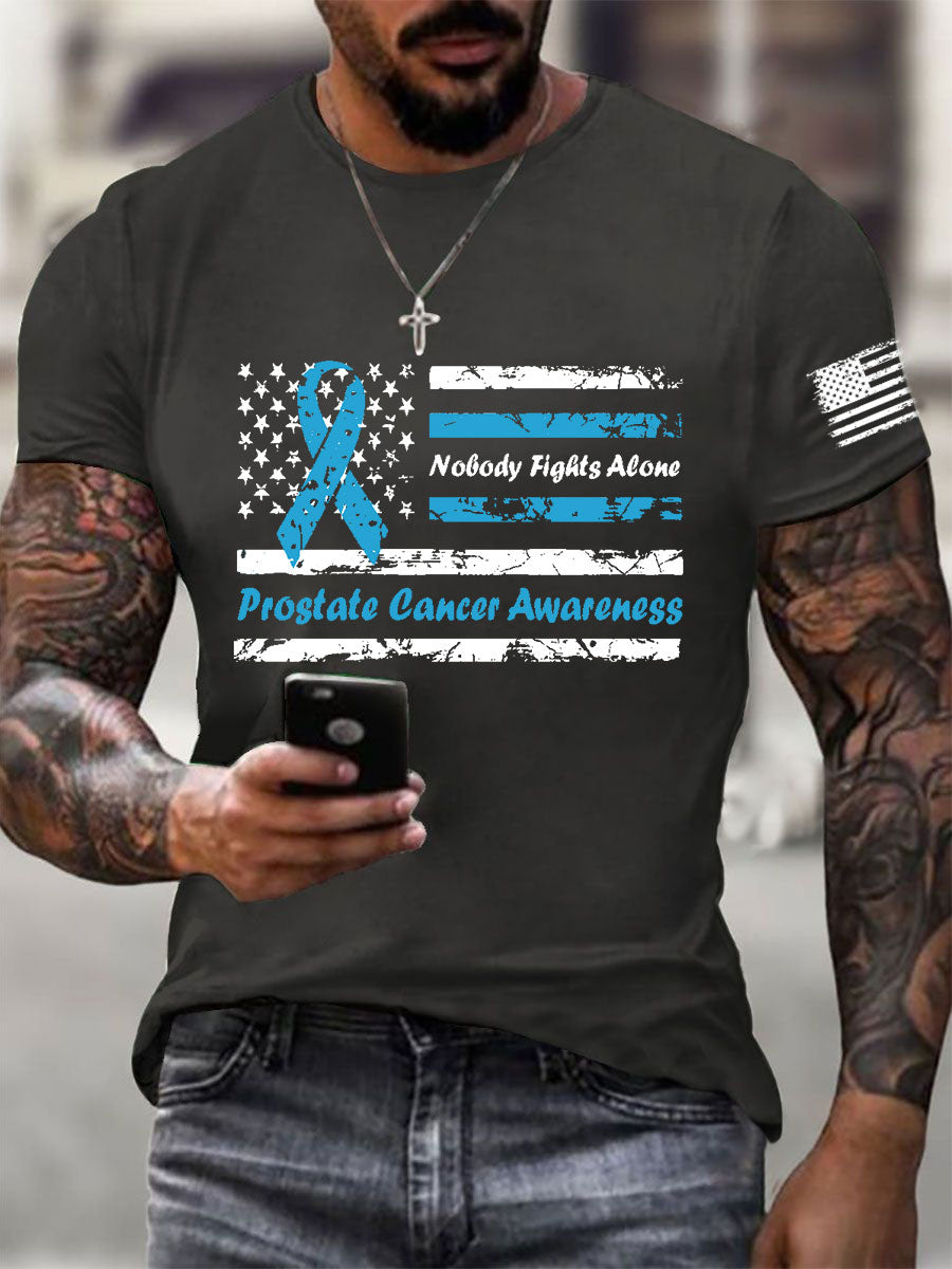 Men's Prostate Cancer Awareness Print Casual T-Shirt