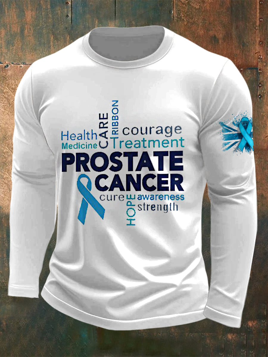 Men's Prostate Cancer UK Printed Long Sleeved Round Neck T-shirt
