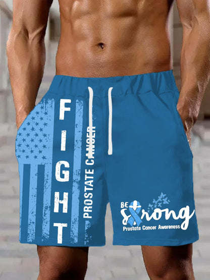 Men's Prostate Cancer Awareness Print Casual Shorts