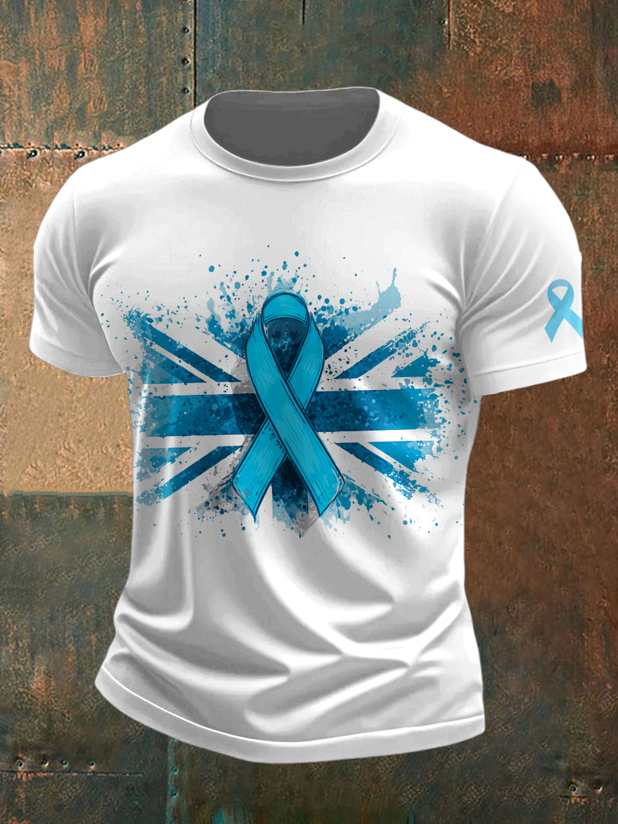 Men's Prostate Cancer UK Printed Vintage Fashion Loose Short Sleeve T-Shirt