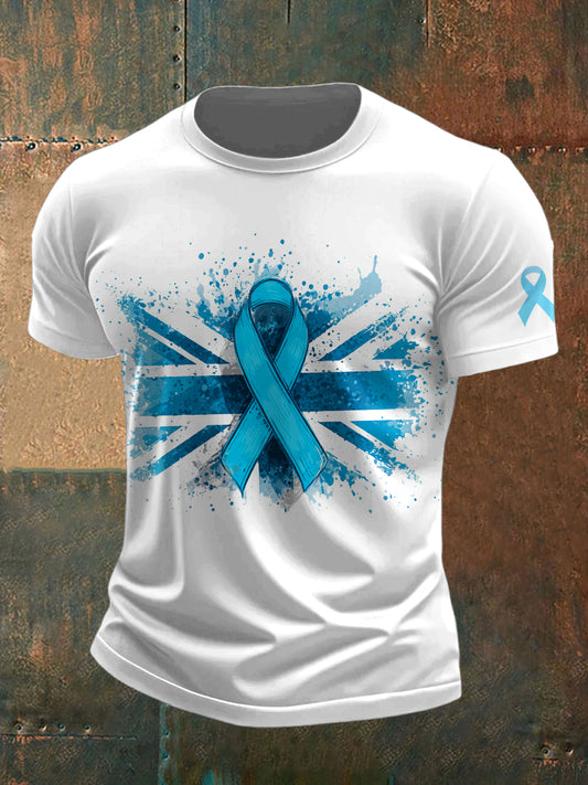 Men's Prostate Cancer UK Printed Vintage Fashion Loose Short Sleeve T-Shirt