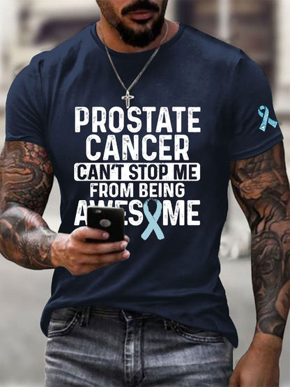 Men's Prostate Cancer Awareness Print Casual T-Shirt