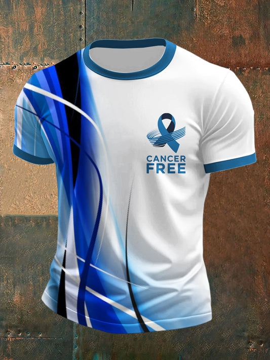 Men's Prostate Cancer Printed Short Sleeved Round Neck T-shirt