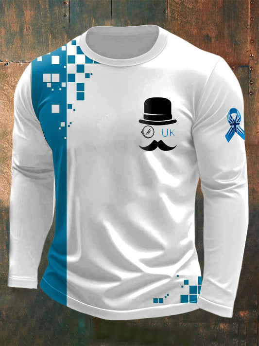 Men's Prostate Cancer UK Printed Long Sleeved Round Neck T-shirt