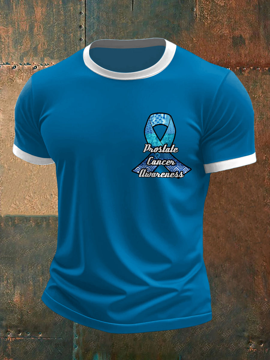 Men's Prostate Cancer Printed Short Sleeved Round Neck T-shirt