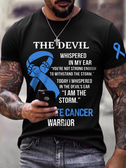 Men's Prostate Cancer Awareness Warrior Print T-Shirt