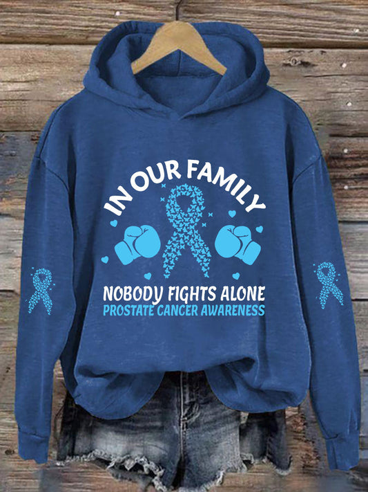 Women's "In Our Family Nobody Fights Alone" Printed Casual Hoodie