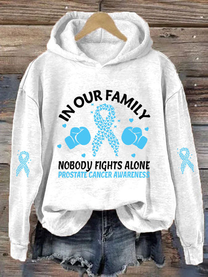 Women's "In Our Family Nobody Fights Alone" Printed Casual Hoodie