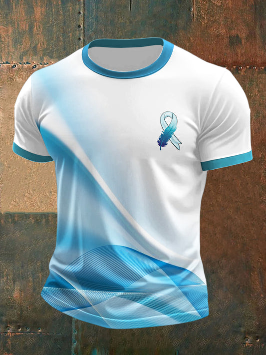 Men's Prostate Cancer Printed Short Sleeved Round Neck T-shirt