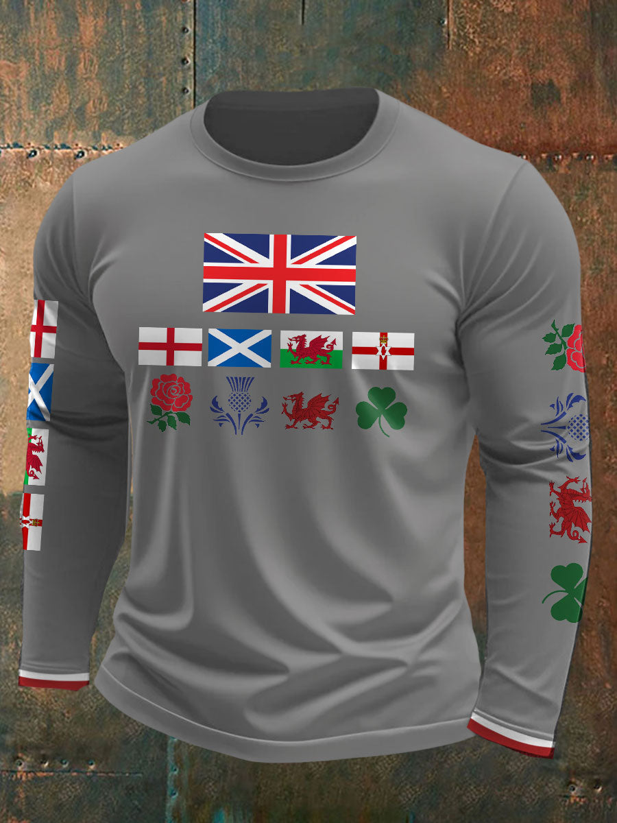 Men's UK Scotland England Northern Ireland Wales Flag Art Printed T-shirt