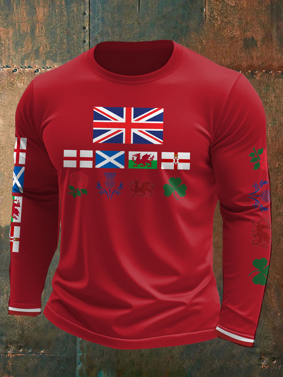 Men's UK Scotland England Northern Ireland Wales Flag Art Printed T-shirt