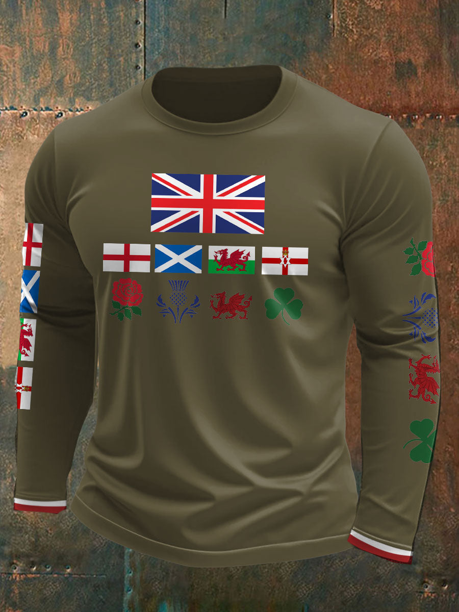 Men's UK Scotland England Northern Ireland Wales Flag Art Printed T-shirt